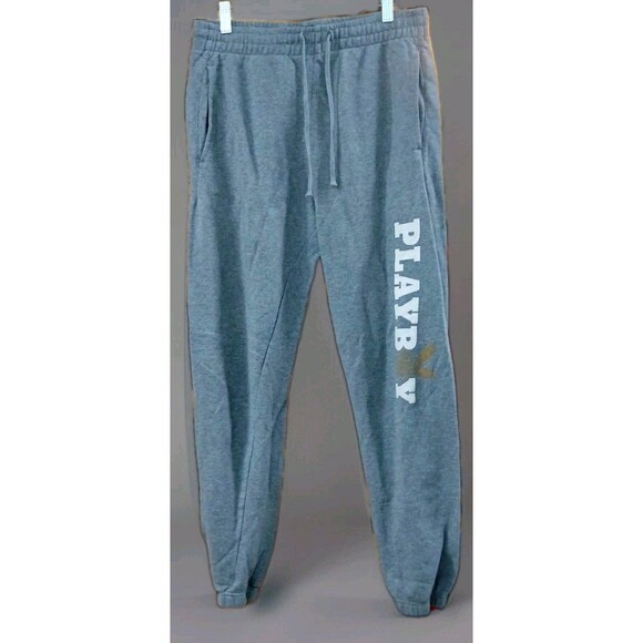 Playboy PacSun Joggers S Gray Logo Sweatpants Y2K Streetwear Unisex EUC - Picture 1 of 8